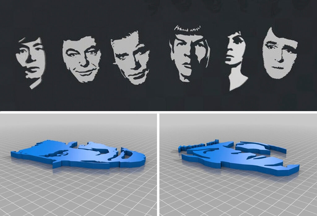 Star Trek characters 3D printing model as wall art