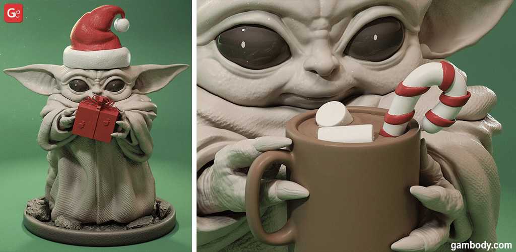 An Adorable 3D Baby Yoda Head Ceramic Mug
