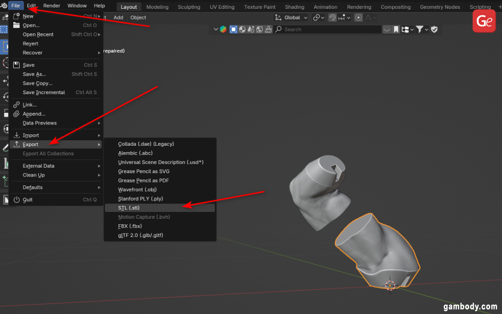 Blender - How to export STL files