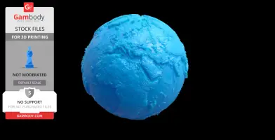 A highly detailed 3D model of Earth, showcasing topographical features for 3D printing.