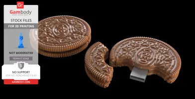 3D model of a flash drive case resembling Oreo cookies, featuring detailed decorative embossing.