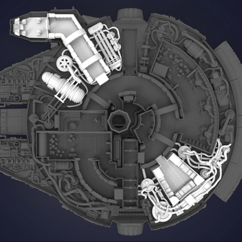 preview of Millennium Falcon Interior 3D Printable Parts Kit 1: Cockpit and Engine Details
