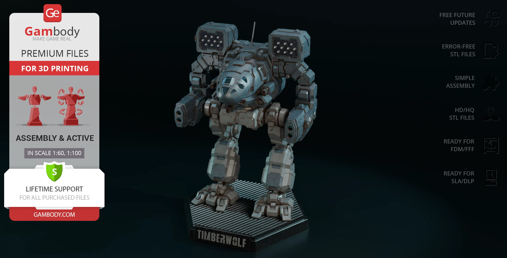 Buy MWO Timber Wolf 3D Printing Model | Assembly + Action