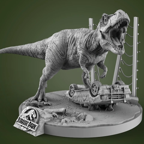 preview of Jurassic Park 25th Anniversary 3D Figurine in Diorama | Assembly