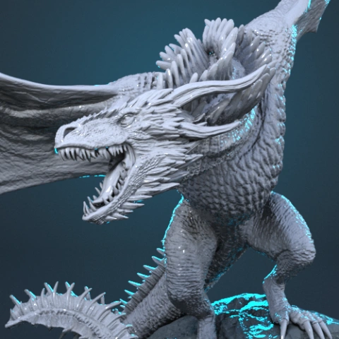 preview of Viserion Ice Dragon 3D Printing Figurine | Assembly