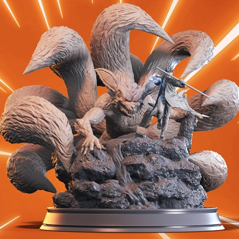 preview of Naruto and Kurama 3D Printing Figurines in Diorama | Assembly