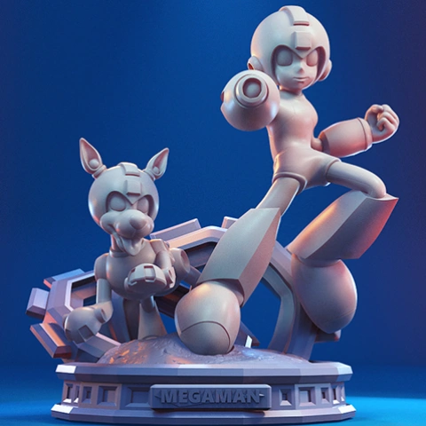 preview of Mega Man & Rush 3D Printing Figurines in Diorama | Assembly