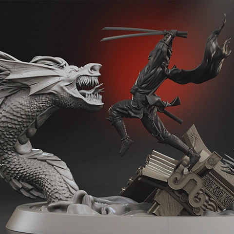 preview of Batman Ninja vs Joker Dragon 3D Printing Figurines in Diorama | Assembly