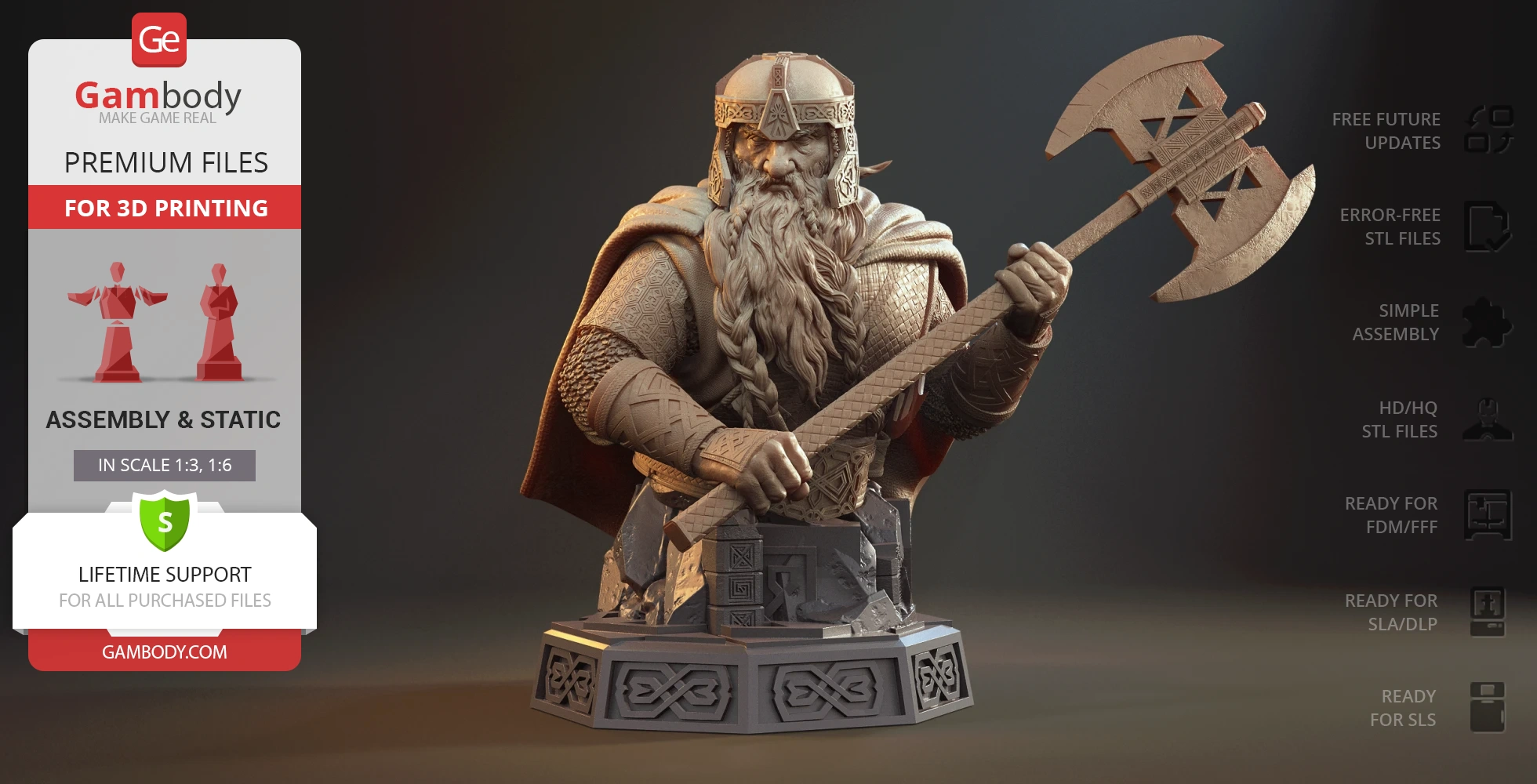 Buy Gimli Bust 3D Printing Figurine | Assembly