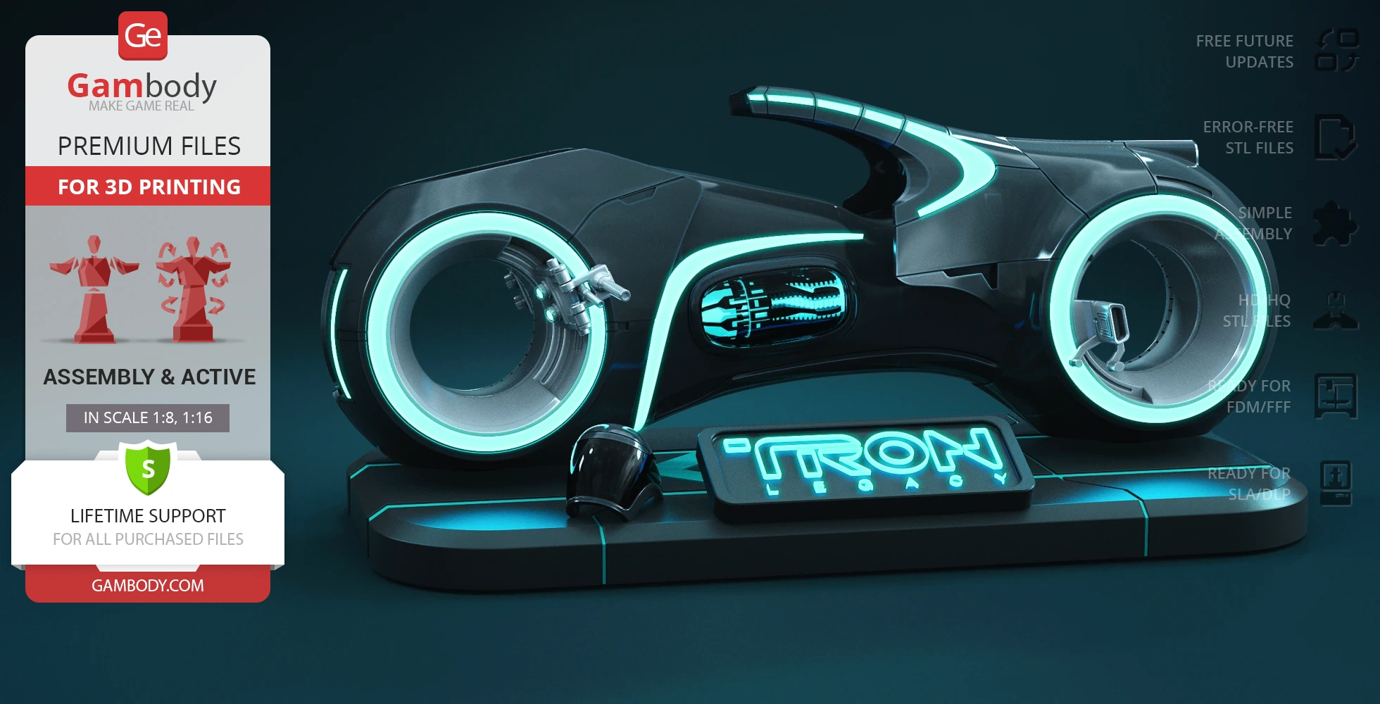 Buy TRON Light Cycle 3D Printing Model | Assembly + Active