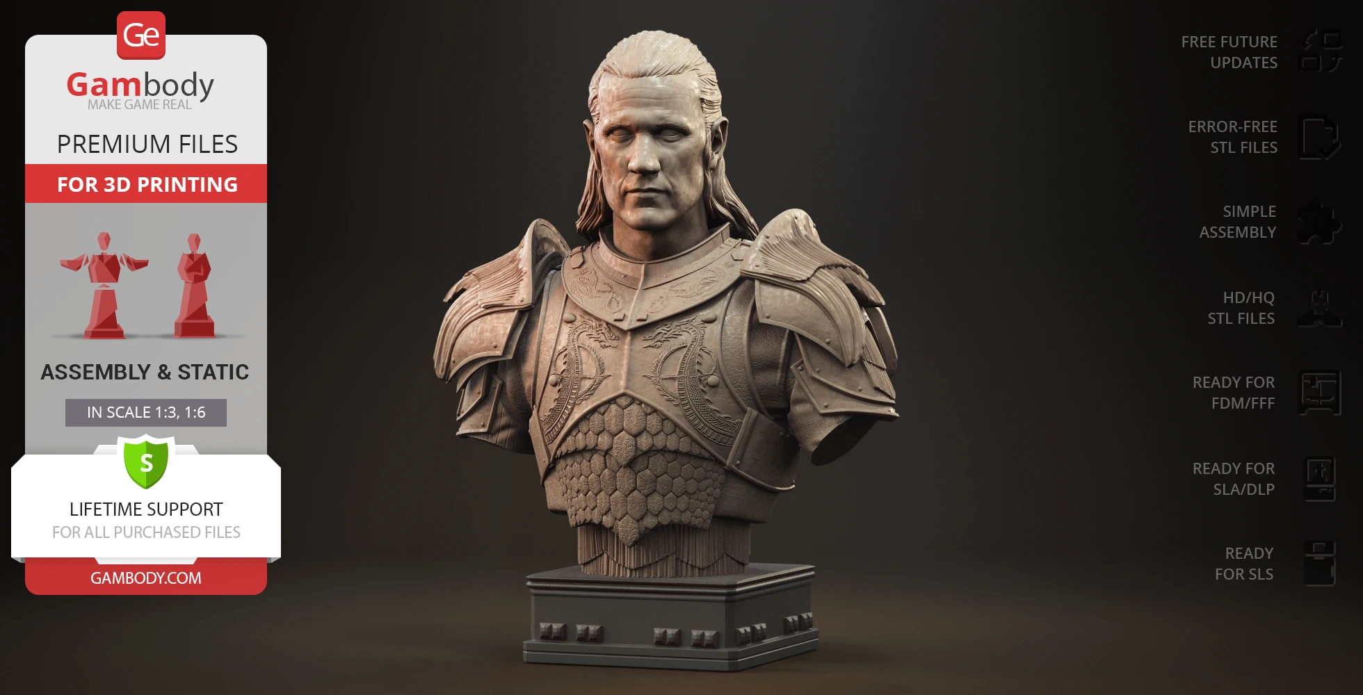 Buy Daemon Targaryen Bust 3D Printing Figurine | Assembly