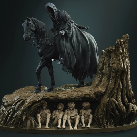 preview of Nazgul & Hobbits 3D Printing Figurines in Diorama | Assembly