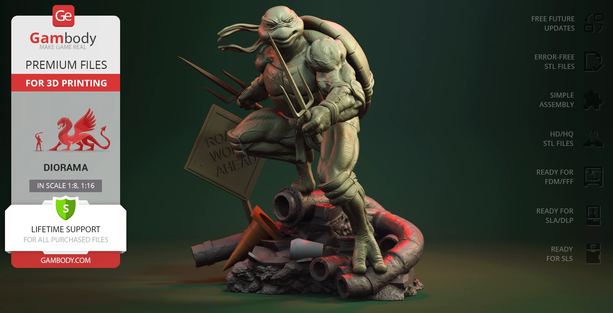 Buy Raphael TMNT 3D Printing Figurine in Diorama | Assembly