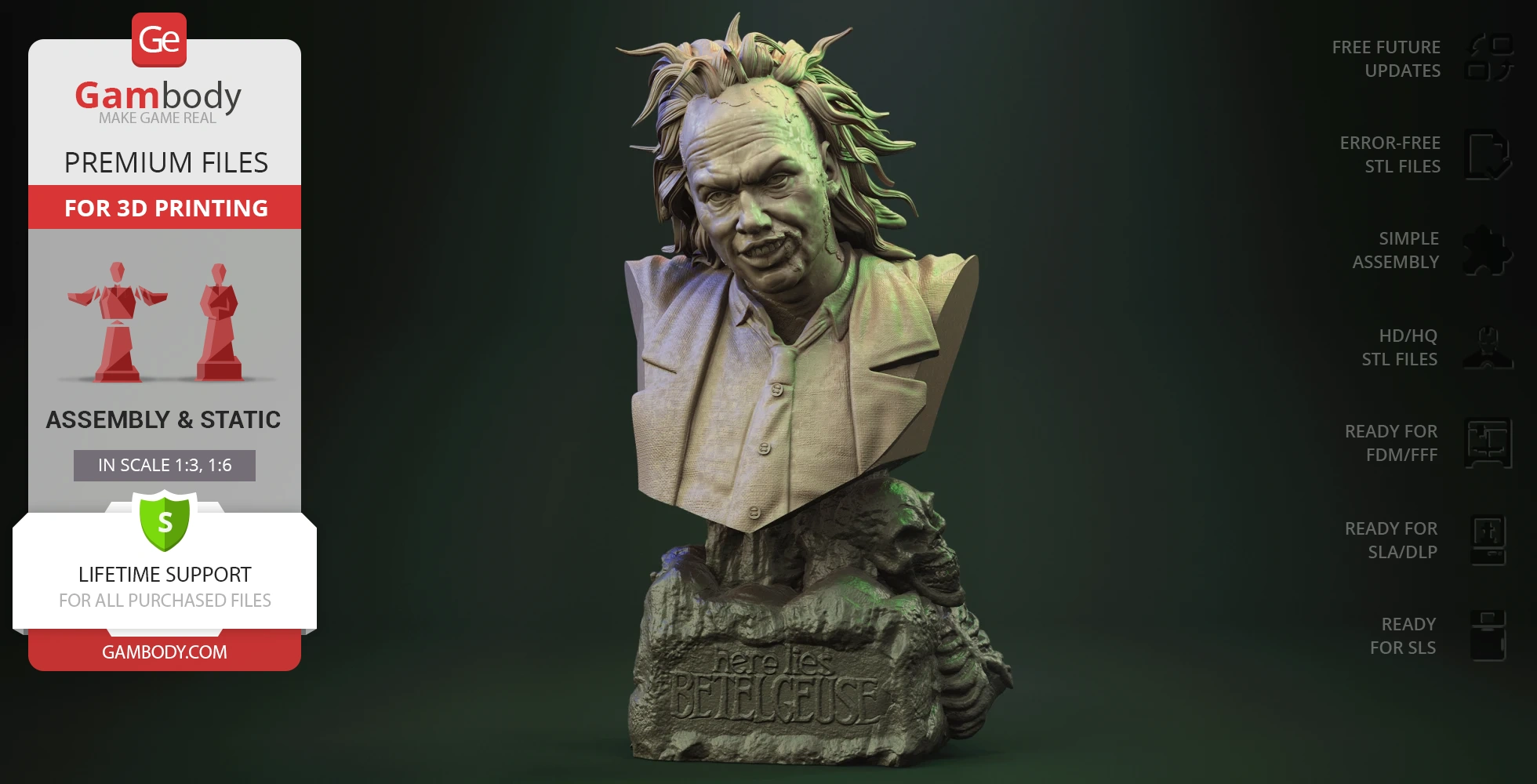 Buy Beetlejuice Bust 3D Printing Figurine | Assembly