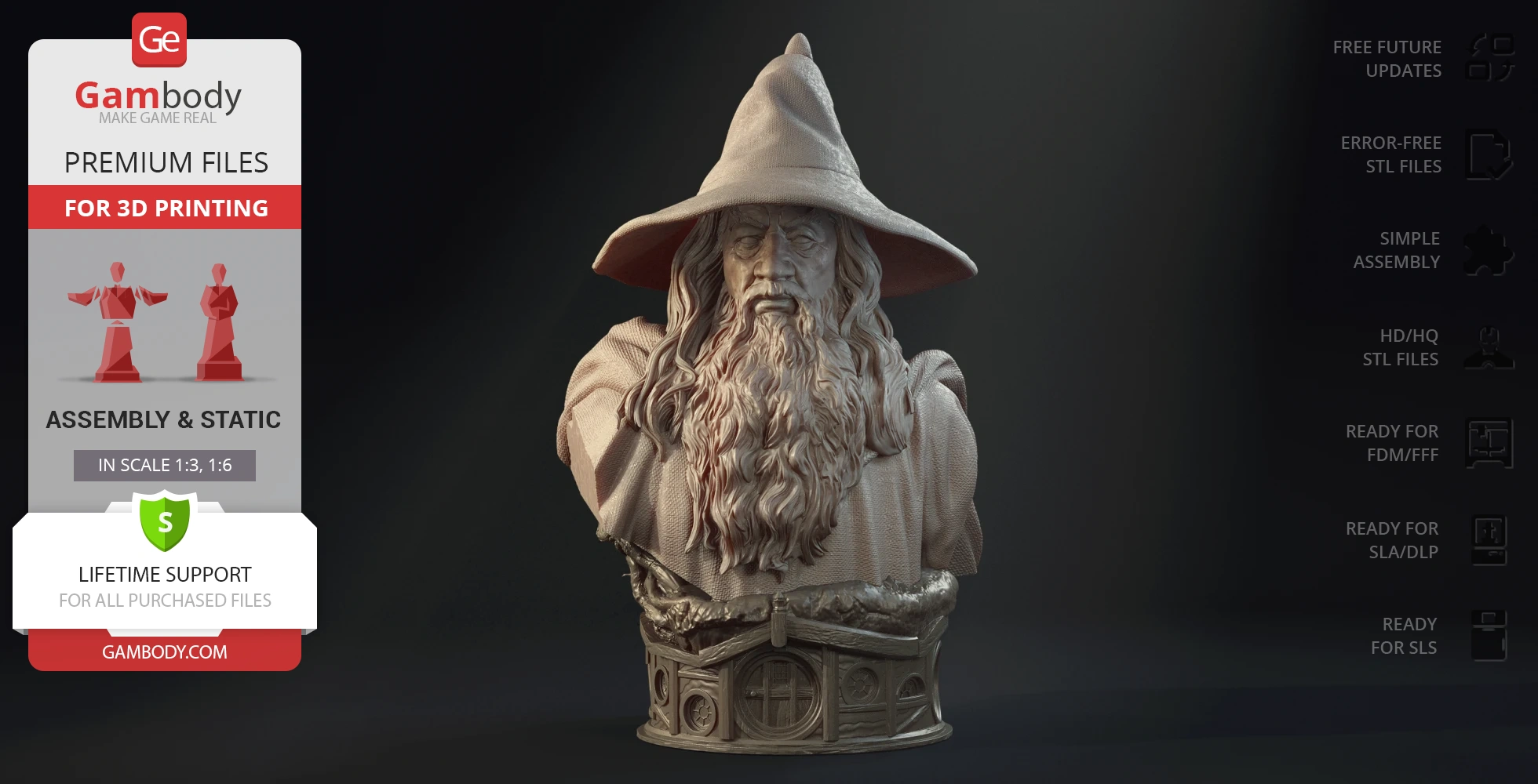 Buy Gandalf Bust 3D Printing Figurine | Assembly