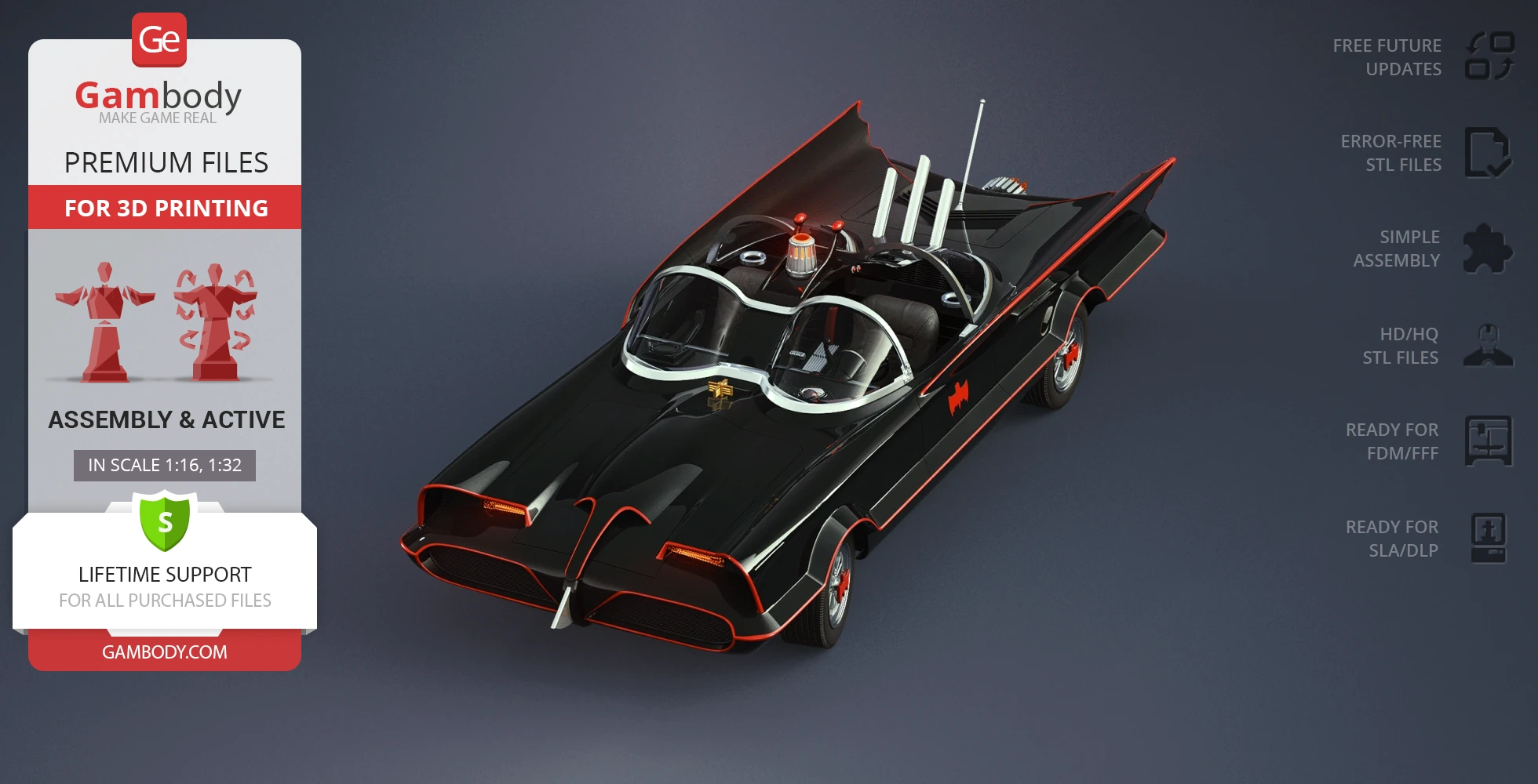 Buy 1966 Batmobile 3D Printing Model | Assembly + Action