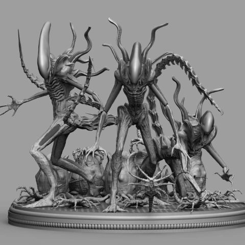 preview of Alien Xenomorph Slenders with Eggs and Facehuggers