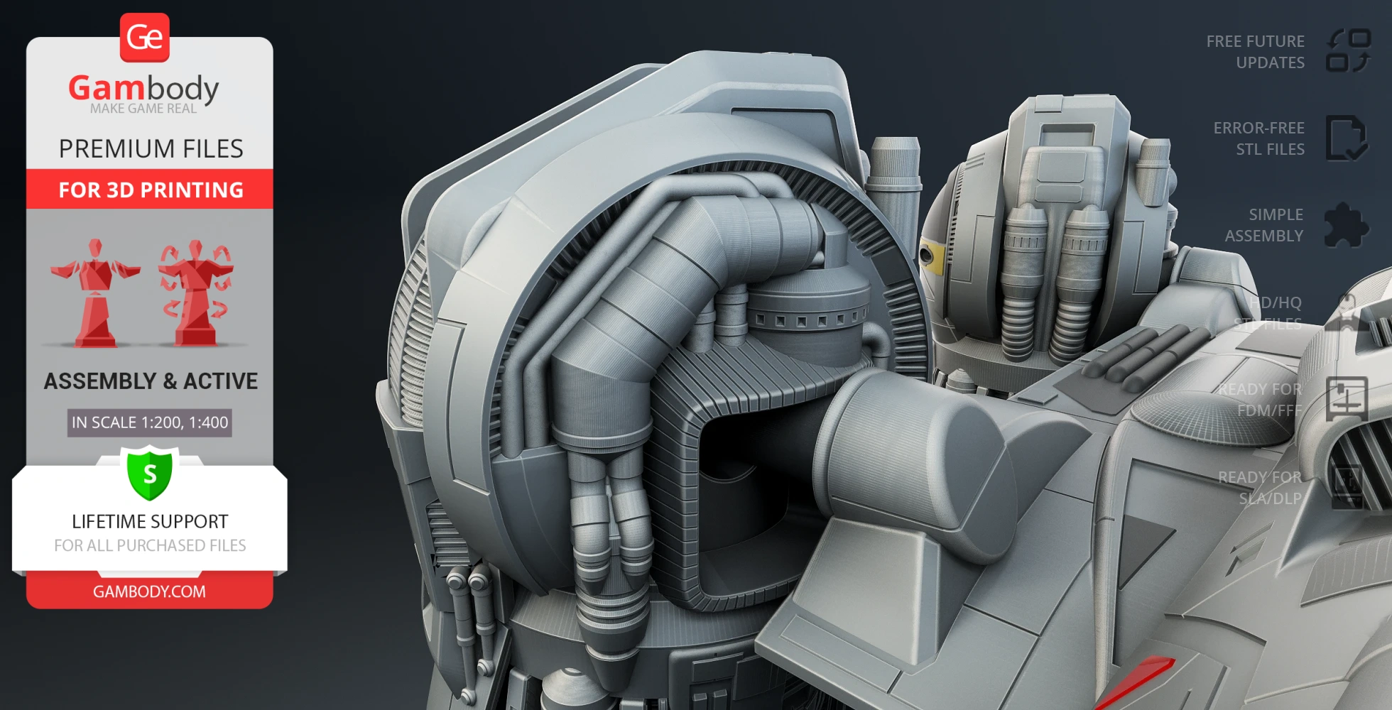 Detailed 3D model of the USCSS Prometheus with intricate mechanical design, ready for printing.