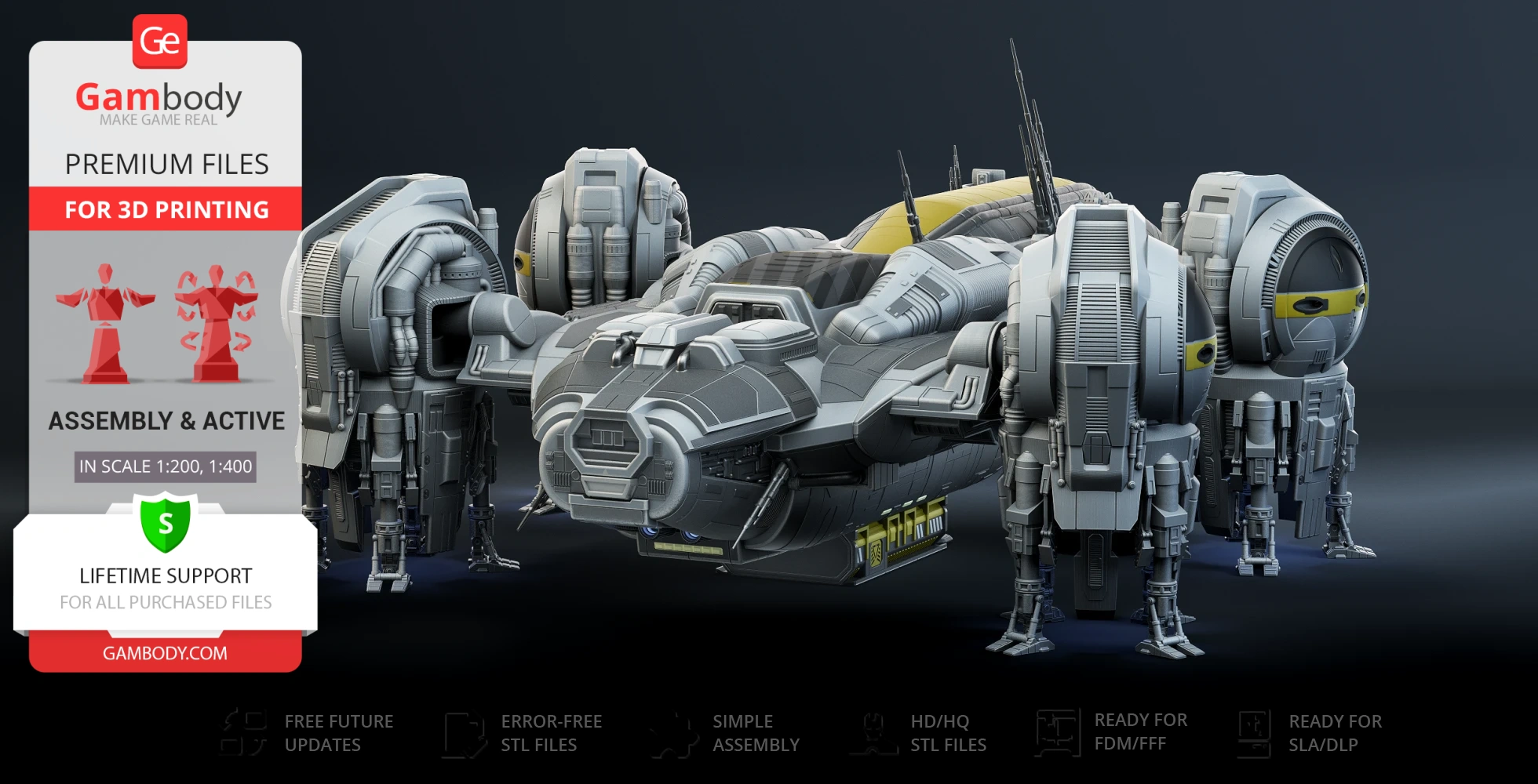 A detailed 3D model of the USCSS Prometheus spaceship, available for 3D printing from Gambody.