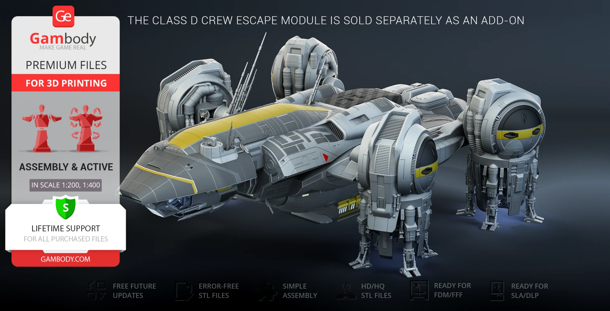 A detailed 3D model of the USCSS Prometheus spaceship for 3D printing.