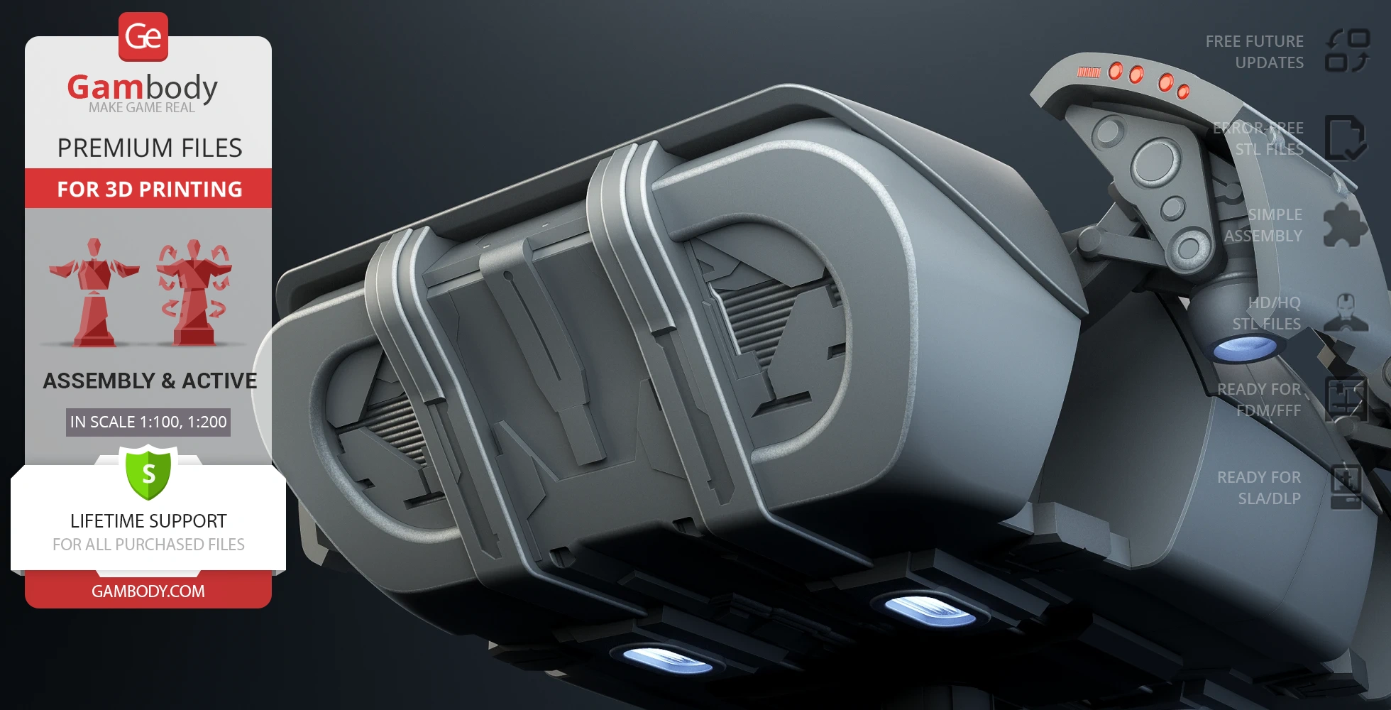 Futuristic spaceship module with sleek design and intricate details, ready for 3D printing.