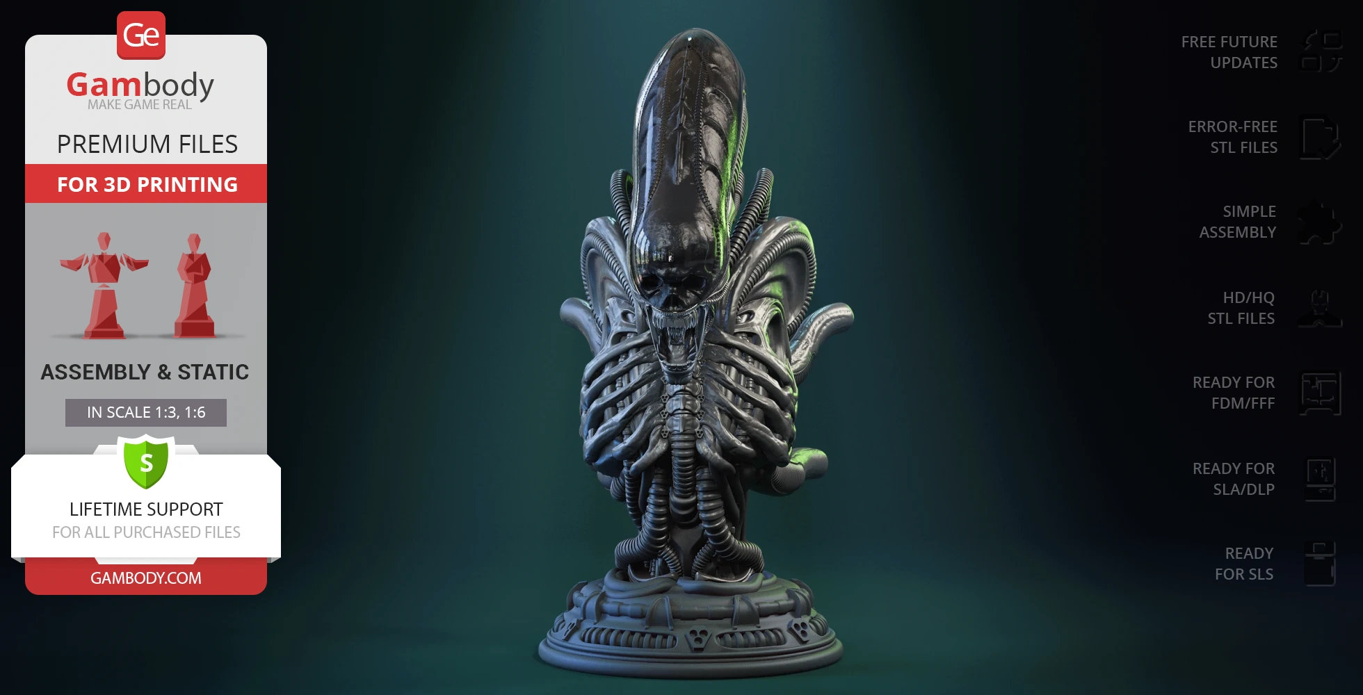 Buy Xenomorph Mesoskeleton Bust 3D Printer Files | Assembly