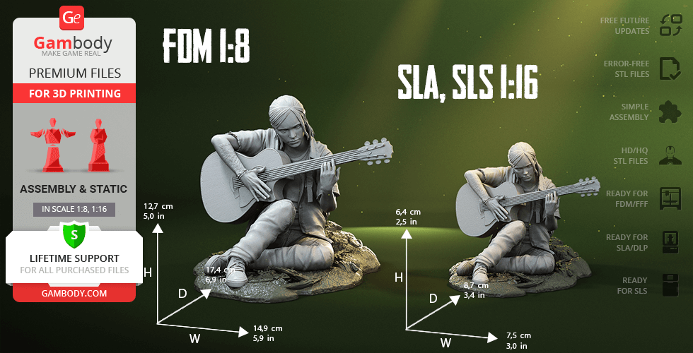 Ellie and Guitar 3D Model V2