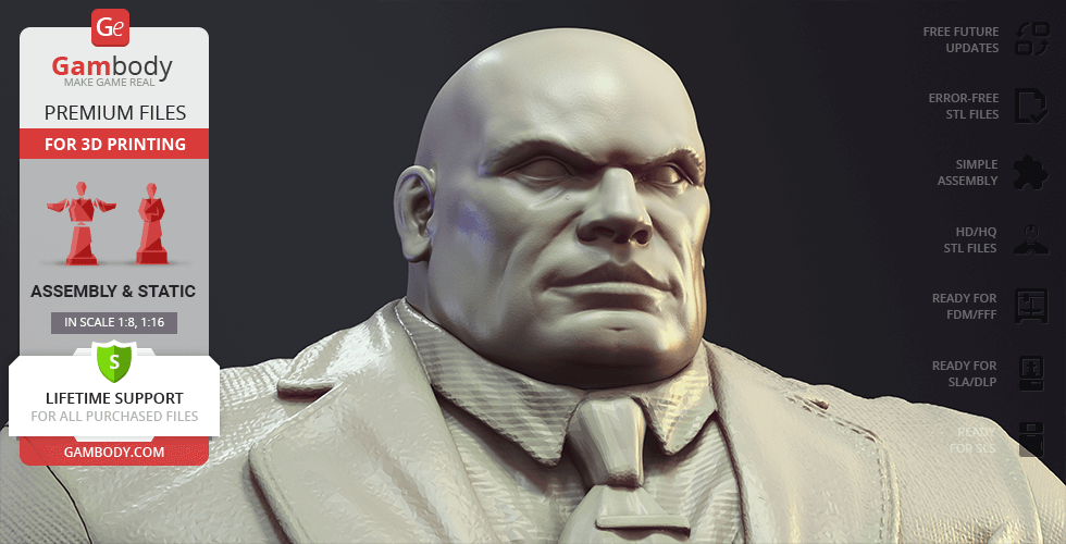 Bulky, bald man in a suit, designed for 3D printing, from Gambody.