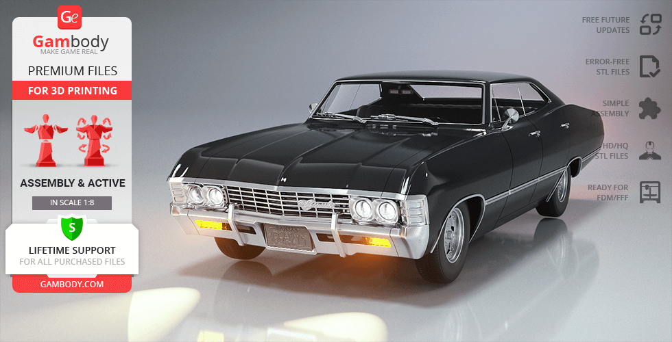 Buy Chevrolet Impala 1967 3D Printing Model | Assembly + Action