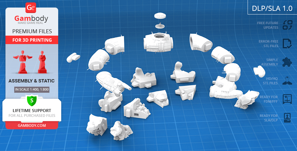 3D model components of an Engineer Juggernaut for printing, displayed on a blue grid background.