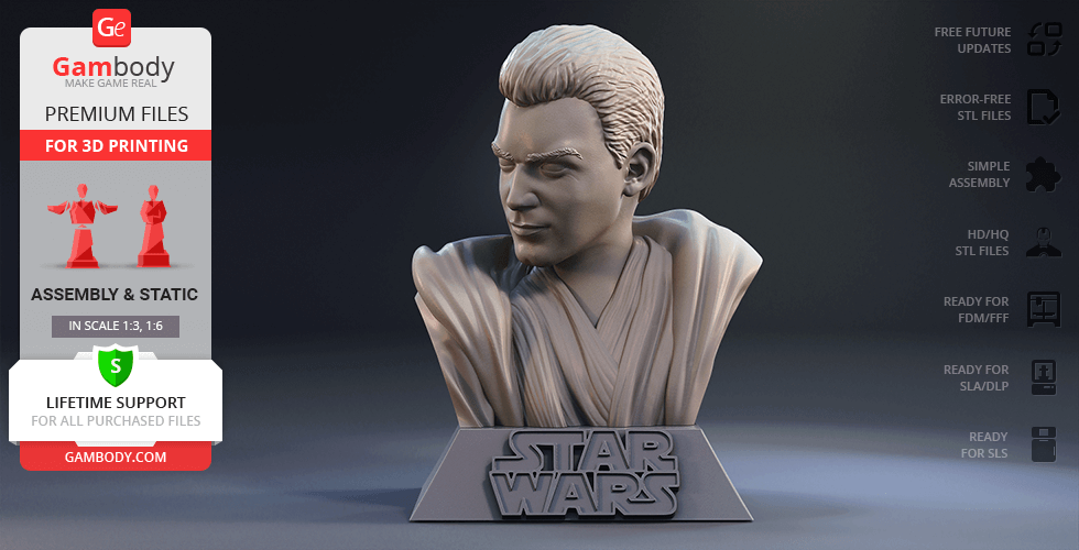 Buy Obi-Wan Kenobi Bust 3D Printing Figurine | Assembly