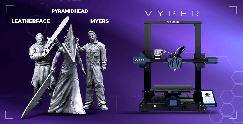 Anycubic Vyper 3D Printer + Leatherface + Michael Myers + Pyramid Head