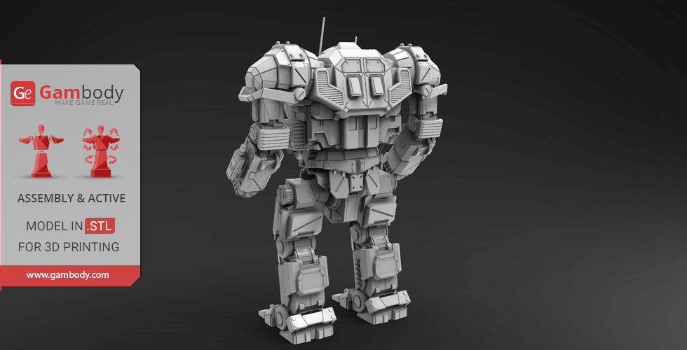 A detailed 3D model of a mech robot, ready for assembly and 3D printing.