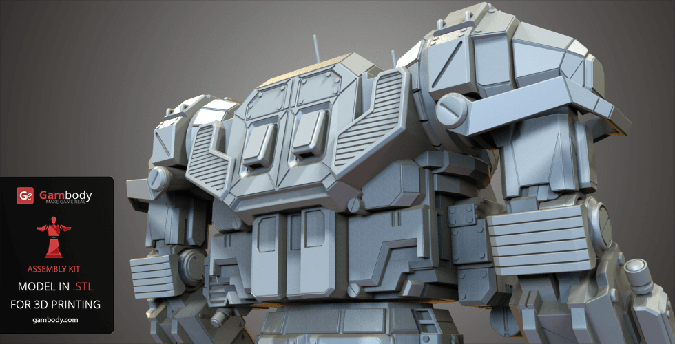 Highly detailed 3D model of Atlas mech from 'MechWarrior Online,' designed for 3D printing.