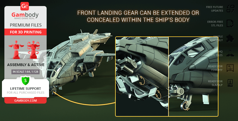 A detailed 3D model of the D77 Pelican with retractable front landing gear.