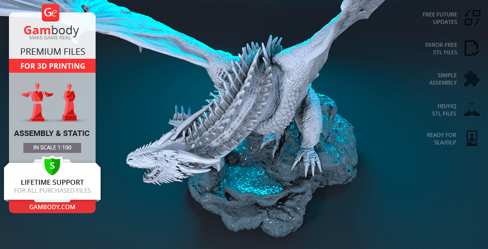 Gambody STL files of Viserion Dragon Game of Thrones for 3D Printer