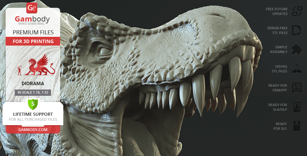 Juvenile Tyrannosaurus running 3D model 3D printable