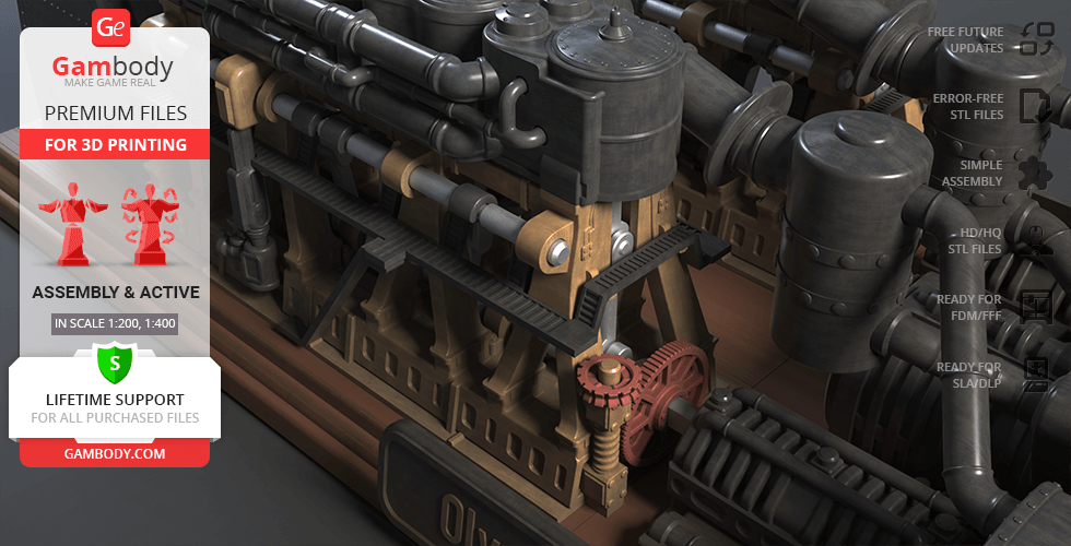 Detailed 3D model of an Olympic class steam engine with intricate mechanical parts.