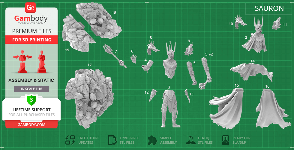 Anycubic Photon Mono 2 3D printer + Sauron + Mandalorian + T-800