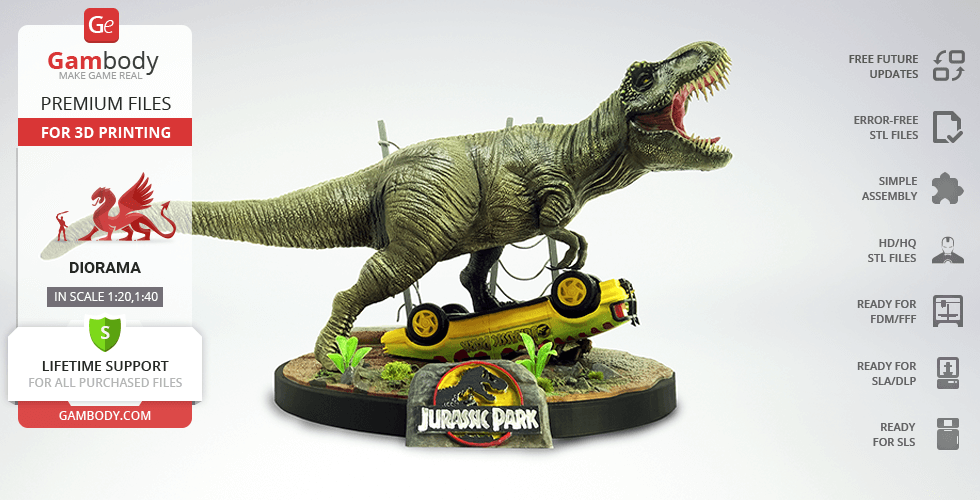 Min Lænestol bibliotek Jurassic Park T. Rex - STL files for 3D Printing | Gambody