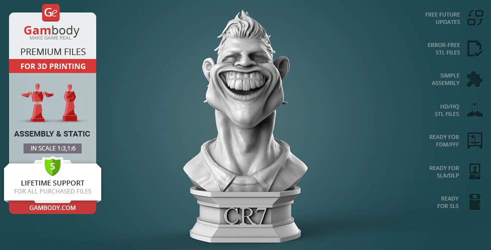Buy Ronaldo Caricature Bust 3D Printing Figurine | Static