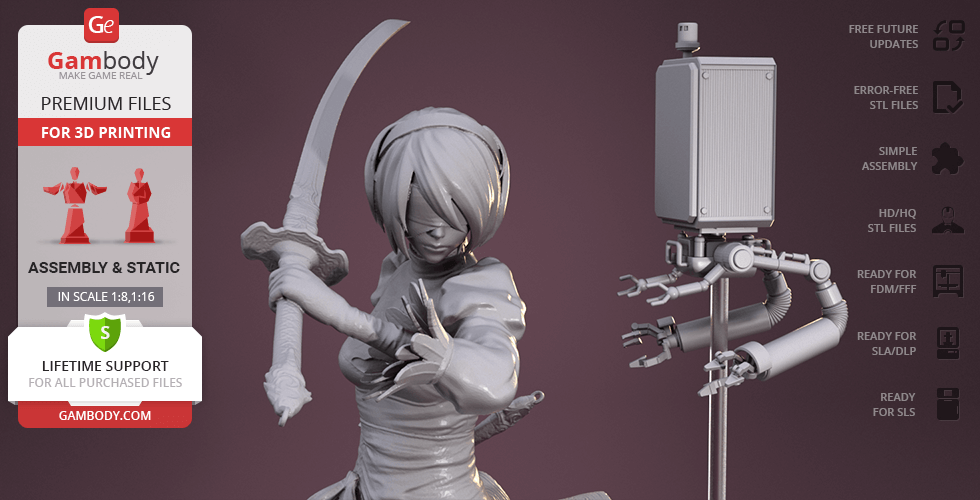 NIER Automata 2B | NSFW 3D Printed | Fun Art | Unpainted | Version |  Figurine