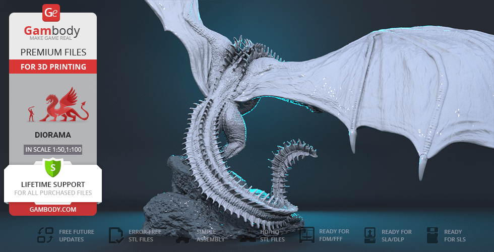 Gambody STL files of Viserion Dragon Game of Thrones for 3D Printer