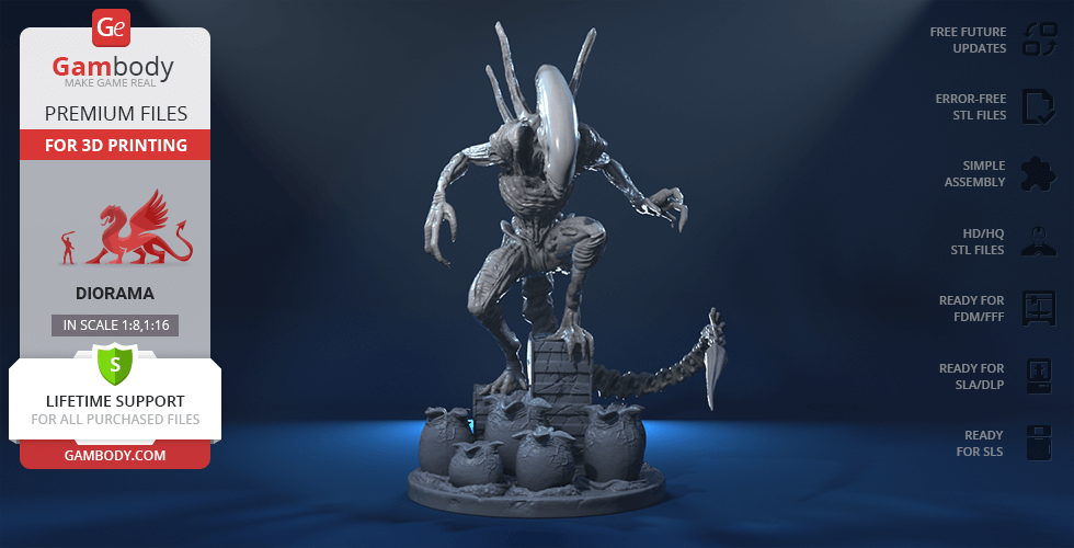 Buy Alien Xenomorph in Diorama for 3D printing | Assembly