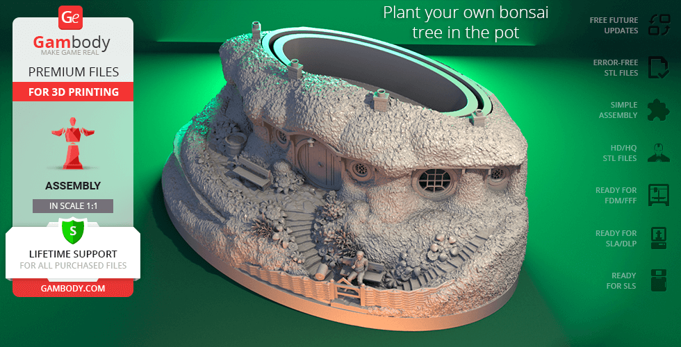 Gambody STL files of Hobbiton Bonsai Pot for 3D Printer