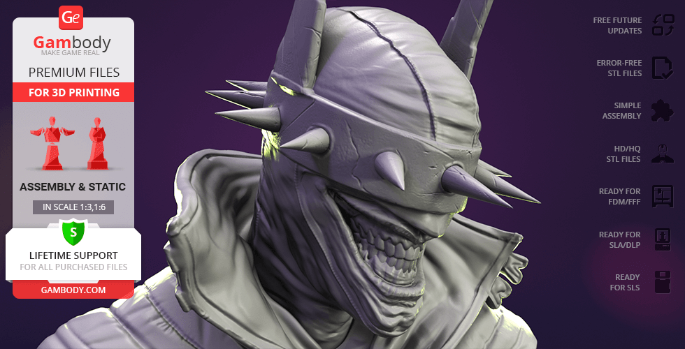 Gambody STL files of The Batman Who Laughs Bust for 3D Printer