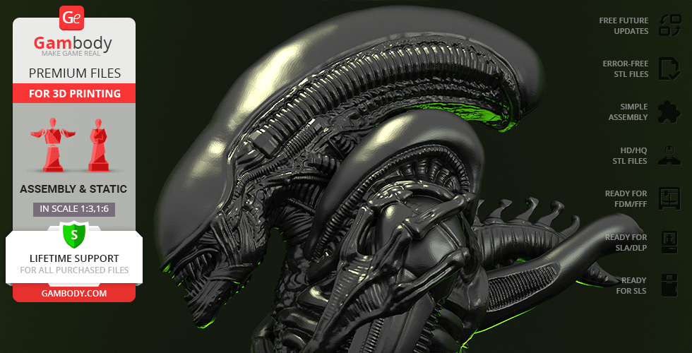 Gambody STL files of Alien Xenomorph Bust for 3D Printer