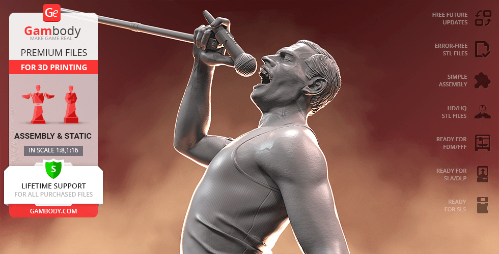 A 3D model of a male singer passionately performing with a microphone.