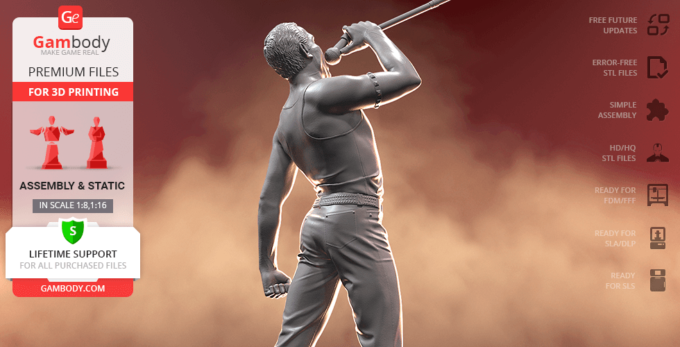 3D model of a rock singer with a microphone stand, wearing a tank top and jeans, in a dynamic pose.