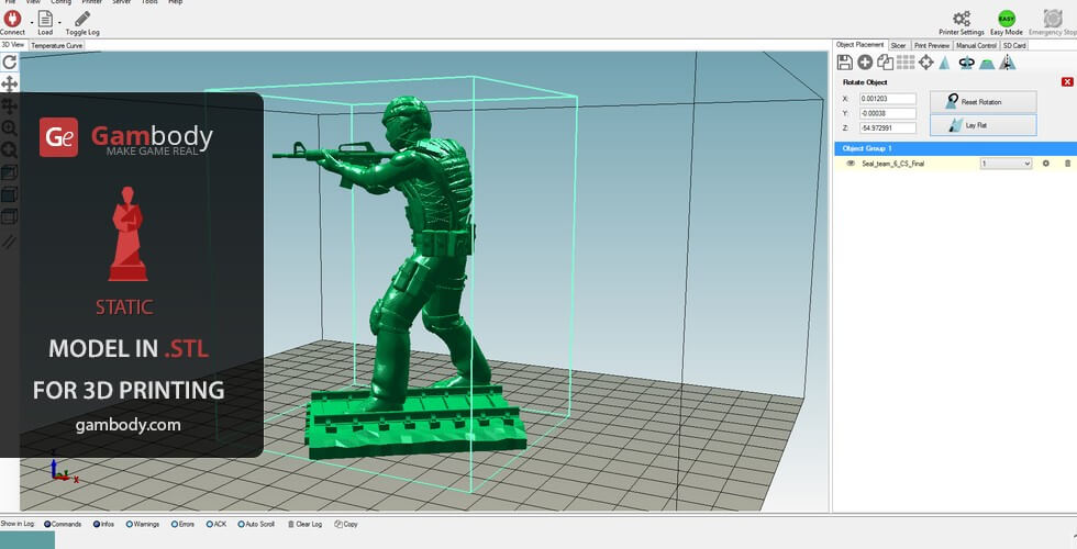 3D model of a Counter-Strike terrorist aiming a rifle, ready for 3D printing.